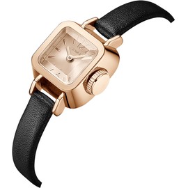 findtime Ladies Watch Square Vintage Designer Watches for Women Classic Elegant Wristwatch for Small Wrists Black Leather Band