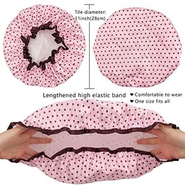 TCOTBE 4 gorros de ducha impermeables para mujer, gorro de ducha elástico reutilizable para el pelo, protección del medio ambiente, doble capa imperme