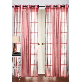 Homefab India 1 Piece Sheer Strips Door Curtain - 7ft, Maroon