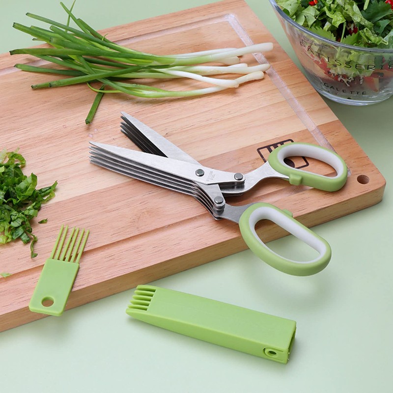 DRERIO Herb Scissors Multipurpose 5 Blade Scissors Kitchen Chopping Scissors