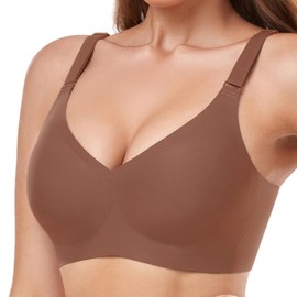 Gailife Comfortable Bra for Women Wireless Bras Seamless No Underwire Supportive Full Coverage Regular and Plus Size -Coffee-3XL
