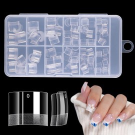 Adonafy Short Square Nail Tips: 240 Pcs Half Cover Matte Acrylic Nail Tips for Women Girls - No C Curve Nail Tips for Acrylic Extensions for Salon Home with Box - 12 Sizes