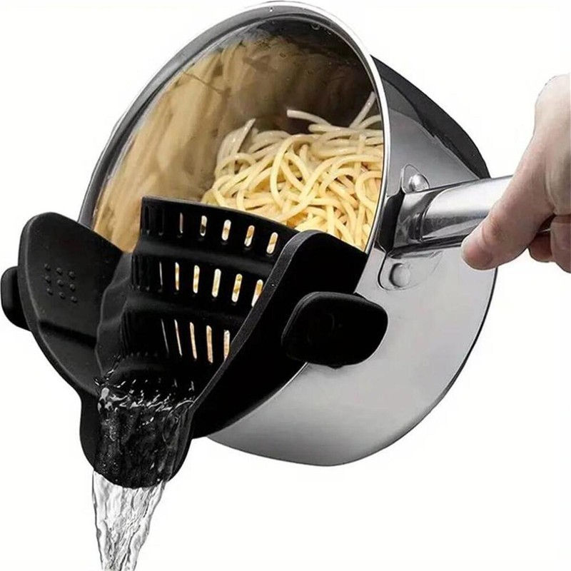 Clip-On Silicone Pot Strainer for Pasta & Vegetables – Flexible