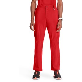 Infinity Men's Scrub Pants Modern Fit 6 Pockets Tapered Leg with Drawstring Plus Size CK200A, 4XL, Red