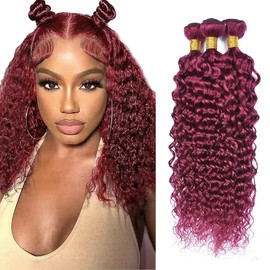 26 28 30 inch LadrXadr 99J Bundles Human Hair Burgundy Water Wave 3 Bundles 99J Water Wave Bundle Human Hair Extensions