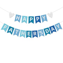 FHGG Happy Father's Day Banner Decorations Blue Best Dad Ever Papa's Garland Sign Fathers Family Party Garland Banner for Fathers Day Party Supplies Decor