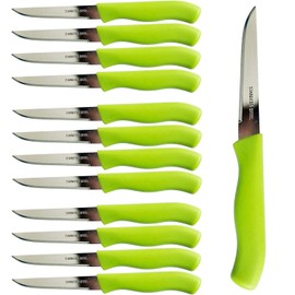 Brenium Paring and Garnishing Knife, 12-Piece Set, Knives with Straight Edge 3 Inch Blade, Stainless Steel, Spear Point, Fruit and Vegetable Cutting and Peeling, Green