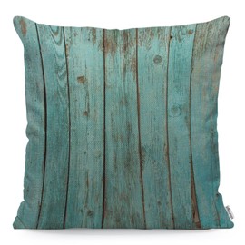 WONDERTIFY Board Wooden Cushion Cover Wood Teal Barn Wood Weathered Beach Decorative Throw Pillow Covers For Couch, Bed Sofa Pillows Case Turquoise 45X45 Cm
