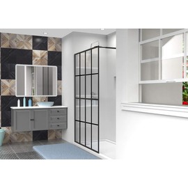 Goodyo 34" X 72" Shower Door Clear Tempered Glass Framed Shower Screen Walk-in Black Finish