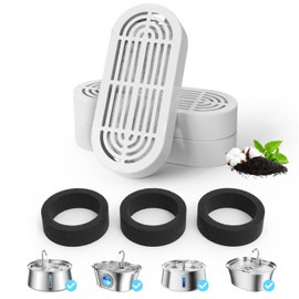 3 Packs Replacement Filters for 108oz/3.2L Ship-Shaped Cat Water Fountain and 4L/134oz Stainless Steel Pet Water Dispenser Fountain(3 Filters & 3 Pre-Filter Sponges)