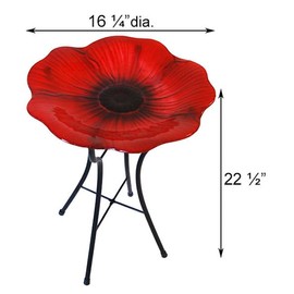 Prime Retreat Glass Poppy Bird Bath and Stand with Mosquito Dunks® Kit