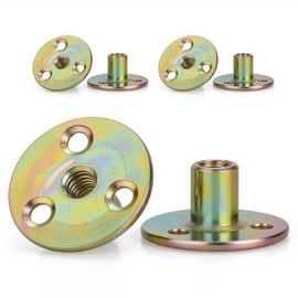20 pcs 3/8"-16 Carbon Steel Round Base T-Nuts, Heavy-Duty Flange Insert Female Thread Nuts for Furniture Hardware, Woodworking & DIY Projects