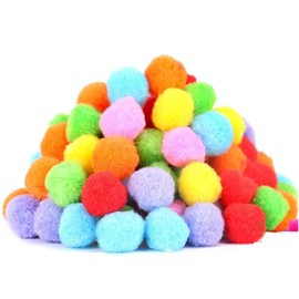 PET SHOW 50pcs 1.5"/3.8cm Cat Toy Balls Soft Kitten Pompon Toys Indoor Cats Interactive Playing Quiet Ball Cats Favorite Toy Assorted 10 Colors