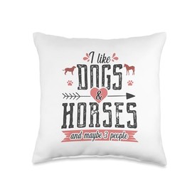 Farmer Equestrian Funny Horse and Dog Lover Women Throw Pillow