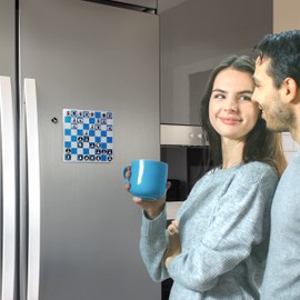 Square 8 Chess Board Set Game - Magnetic Travel Chess Set with Compact 4 Piece Jigsaw Board/Portable Storage Box -Traditional/International Strategy Game for Kids/Adults/Friends/Family. (Blue)