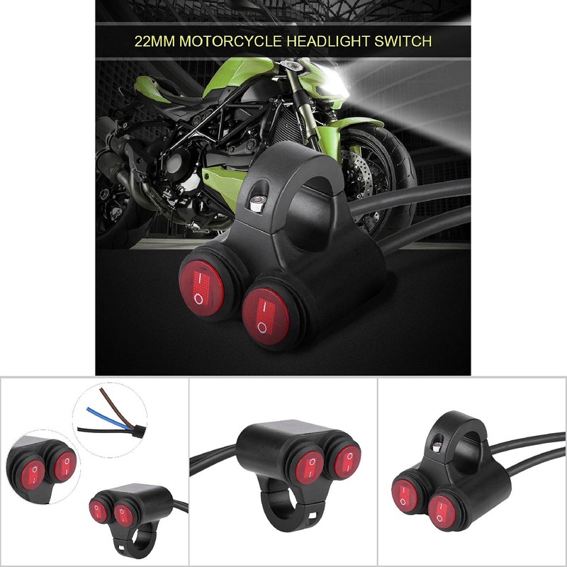 22mm Universal Motorcycle Handlebar Headlight Brake Fog Lights Horn Dual