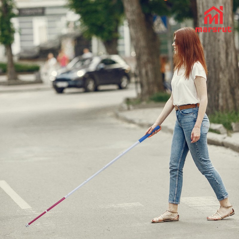 Walking Stick for Blind Telescopic Cane with Storage Bag, 51"