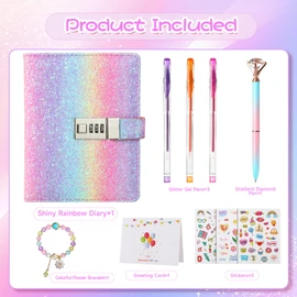 JIALILI Diary with Lock for Girls, Password Locked Journals for Teen Girls, Secret Diary Gifts for 9 10 11 12 Year Old Girls, Kids Journals Set for Ages 8-12 Teenage