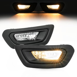 HECASA Fog Light & Bezel Compatible with 2020-2023 Ford Transit Bumper Driving Fog Lamps Covers W/Wiring Left & Right Side Clear Lens Plastic Replacement for FO2592236 FO2593236