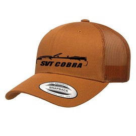 2003 2004 Ford SVT Cobra Mustang Convertible Fully Embroidered Yupoong 6606 Snapback Trucker Fitted Cap Caramel
