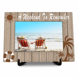valucise Beach Pictures Frame, A Weekend To Remember Photo Frame with Stand, Beach Vacation Gifts for Friend Friends, Summer Beach Theme Home Living Room Bedroom Decoration -a82