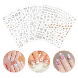 WOONEKY 5 Sheets Floral Nail Stickers Flower Nail Decals for Easy Manicure for Parties and Gatherings