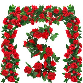 Kentucky Roses Party Supplies, 59.2FT Roses Derby Day Decorations Fake Vine Flowers Plants, Derby Day Roses Artificial Flower Hanging Rose Home Party Garden Craft Photo Backdrop Decor