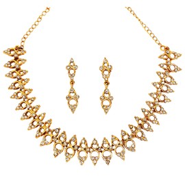 Touchstone Ad Golden Glamour Necklace Set for Women