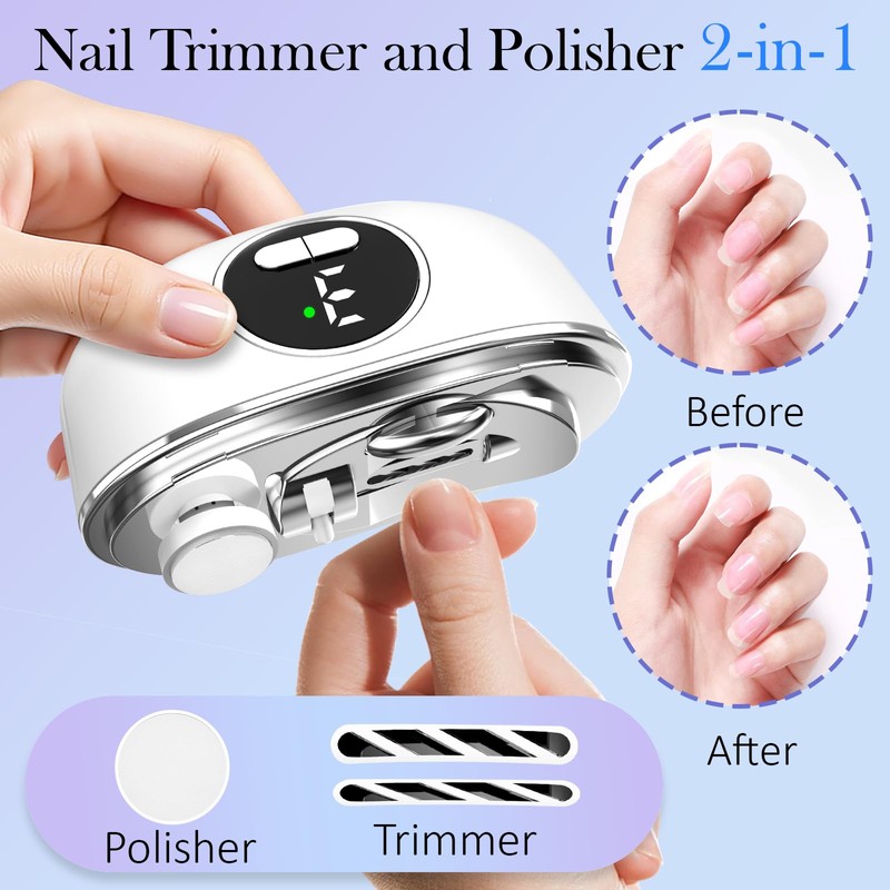 YunLuna 3-in-1 Electric Nail Clippers with Light Safe for Baby