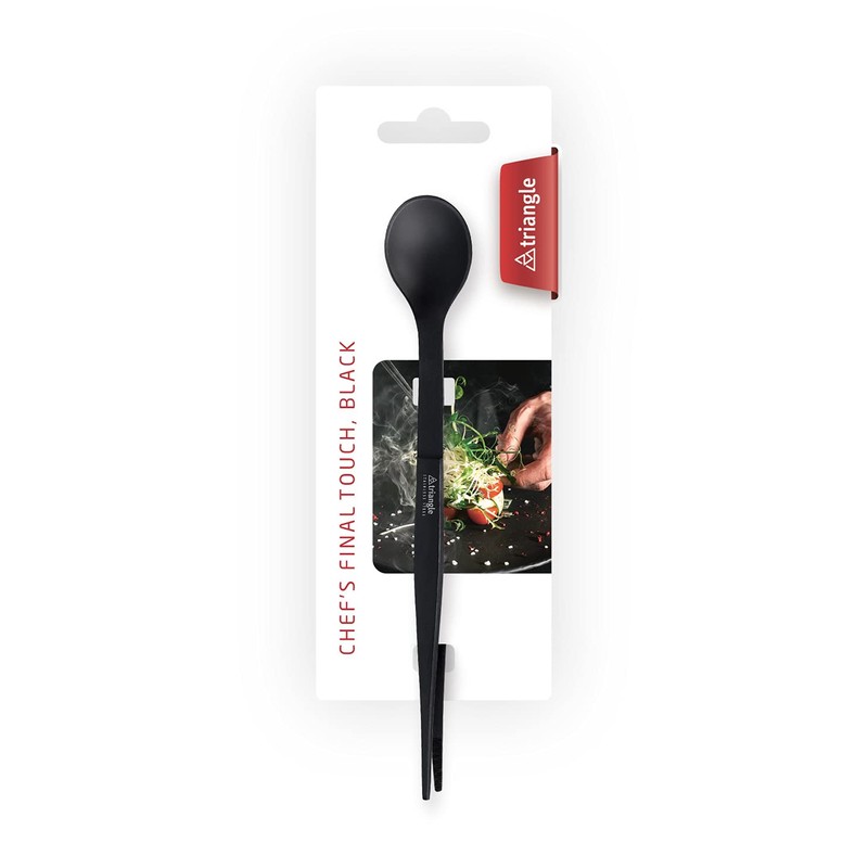 triangle Tasting Spoon with Tweezers, Black, 2-in-1 Spoon and Kitchen