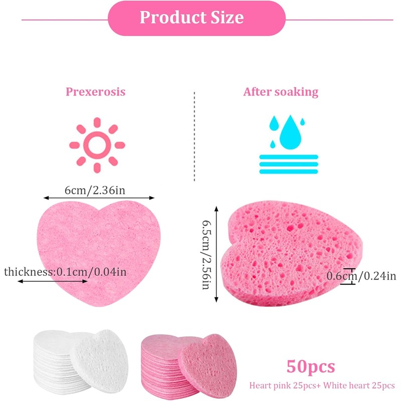 Esponjas faciales de limpieza 50 unidades reutilizables con forma de