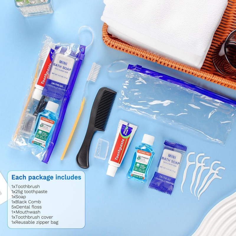 Personal Hygiene Kit Bulk,50 Pack Yellow Basic Travel Toiletry Set