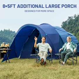 TIMBER RIDGE 8 Person Camping Tent with Large Porch, Portable Waterproof Windproof Family Tent with Rainfly Carry Bag Room Divider, Easy Set-up Tent with Excellent Ventilation for Camping, 3 Season