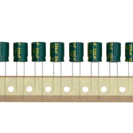HUABAN 50pcs 50V 220UF 10x13mm High Frequency LowESR Insertion Type Aluminum Electrolytic Capacitors (with Green Sleeve) 50 Volt 220 UF