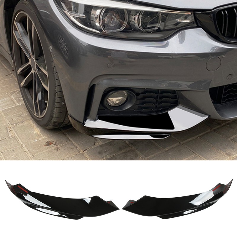 2 Pcs Front Bumper Diffuser Glossy Black Left Right Lip