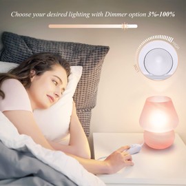 ONEWISH Mushroom Lamp Cute Table Lamp for Bedroom Nightstand Soft Light Pink, Small Glass Nightlight Stepless Dimmable Desk Lamp for Dining, Living, Nursery, Vanity, Home Decor Lamp for Girls Women