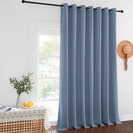 NICETOWN Stone Blue Blackout Curtain 120 inch Length, Grommet Window Treatment Thelma Insulated Room Divider Sliding Door Drape for Bedroom/Living Room, 1 Panel, W100 x L120