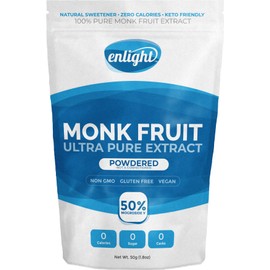 ENLIGHT - 100% Ultra Pure Monkfruit Extract (50g / 1.8oz Size) Zero Calories, Keto Friendly, Sugar Free Natural Sweetener