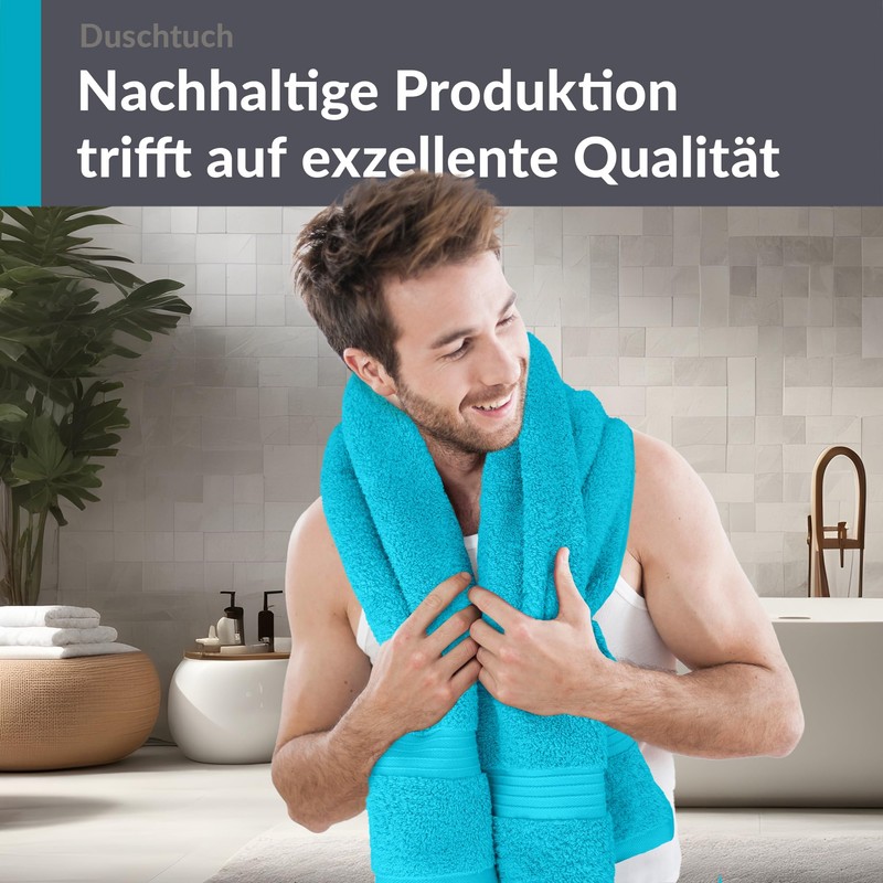 Lashuma Terry Towelling Men's Bath Towel Blue - Aquamarine, Linz