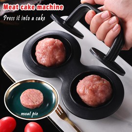 Burger Hamburger Meat Press Patty Maker Smasher - 2 Stuffed Burgers Made in Seconds Non-Stick, Black