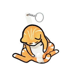 Mischief Cat Interactive Keychain Rotating Cats Eggs Key Chain Funny Cat Play with Its Spinning Balls Keychain Toys (Orange-large size)
