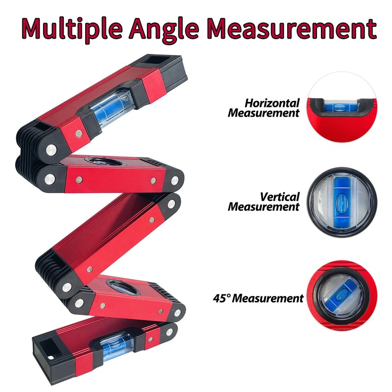 Sutekus Folding Level 5 Sections Foldable Aluminum Alloy Multi-Angle Measurement