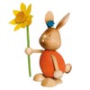 Drechslerei Kuhnert Rabbit Stupsi with Flower 9 cm 52201