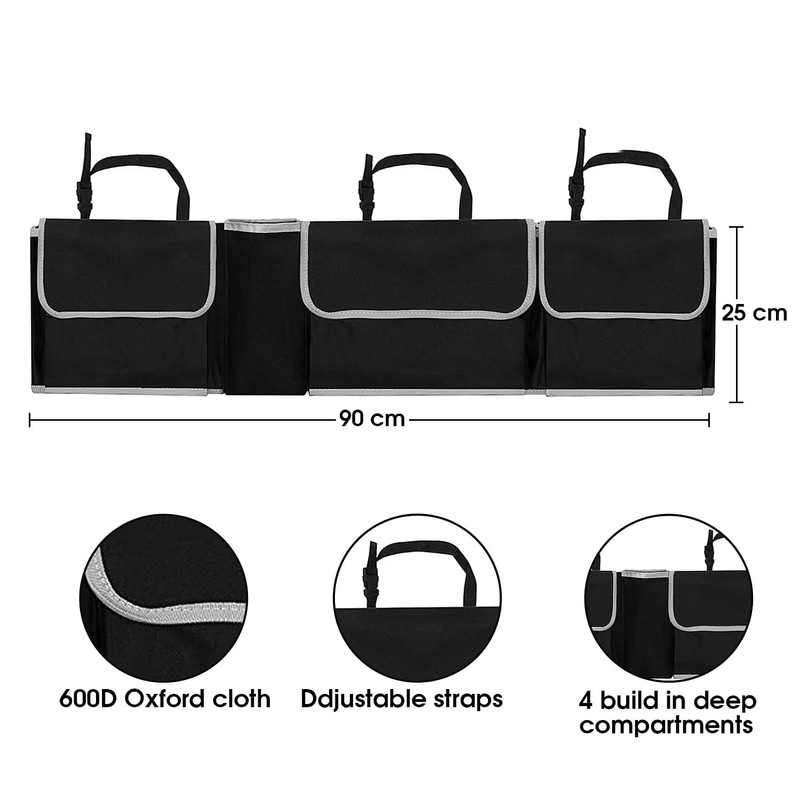 TANNESS Car Boot Seat Organiser with Adjustable Straps - Storage