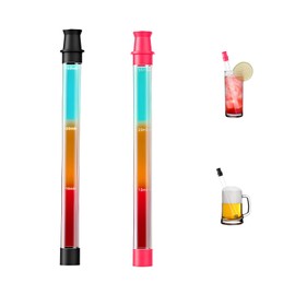 ZHYPFF 2pcs Shot Straw,hiccup straw,suitable for beverage and beverage bottle wine glass holder, shot dispenser, suitable for all glass wine glasses, wine bottles 1oz (Black and pink)