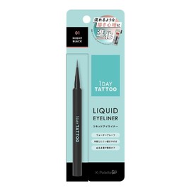 1DAY TATTOO Liquid Eyeliner a 01 Night Black, 0.02 fl oz (0.67 ml), Evolved to a flowing drawing, with no haze, exquisite color in one stroke