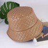 JJDreams Leather Fishing Hat with Diamond Grid, Warm Winter Hat,