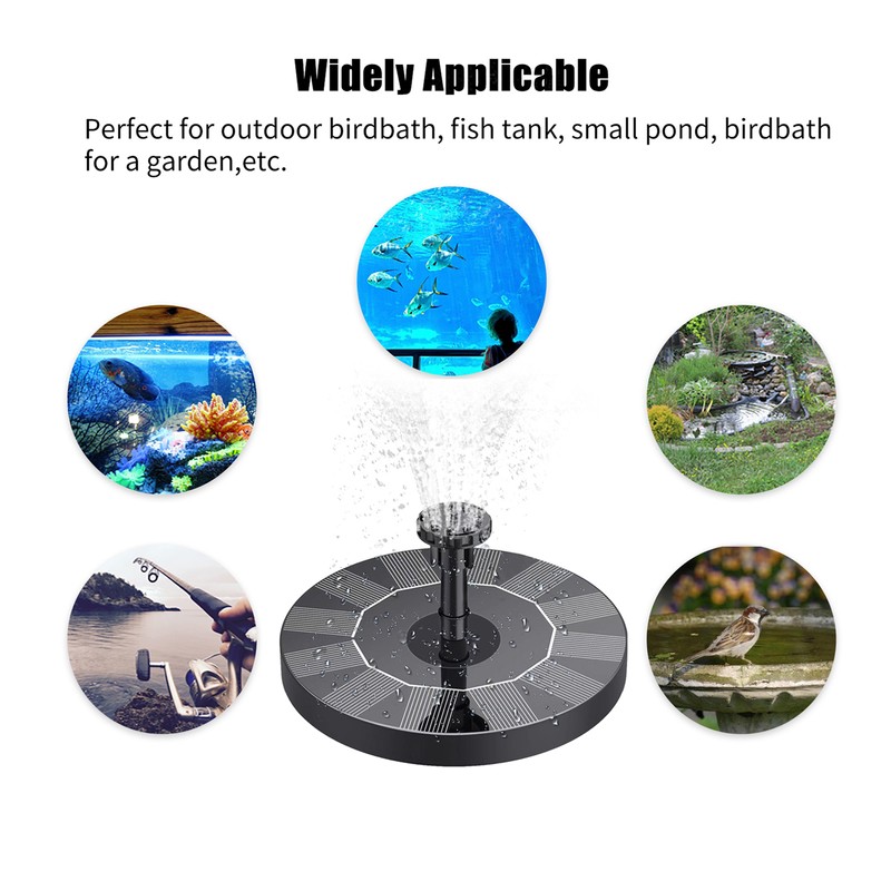 1W Solar Fountain Pump with 6 Nozzles Free Standing Water