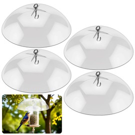 Domensi 4 Pcs 10.2 Inch Plastic Bird Feeders Dome Cover for Hanging Hummingbird Feeder Weather Guard Protective Dome Squirrel Baffle for Bird Feeder Pole Covers(Clear)