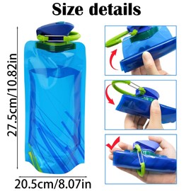 GGesii Foldable Water Bottles, 700 ml Foldable Drinking Bottle, Reusable BPA Free Water Bottle, for Outdoor Sports, Cycling, Hiking, Adventure and Travel (4 Colours)